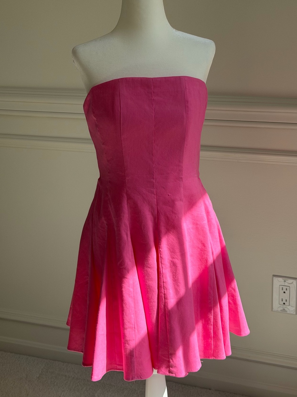 NWT! Milly Strapless Pink Linen Mini Dress